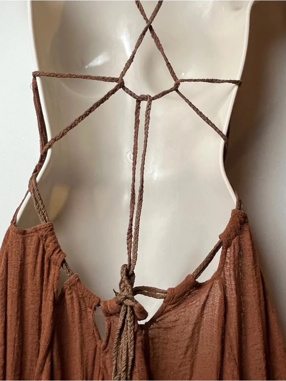 Free People Cutout Sundress Open Tie Back Beach Bohemian Festival Small - Picture 9 of 12